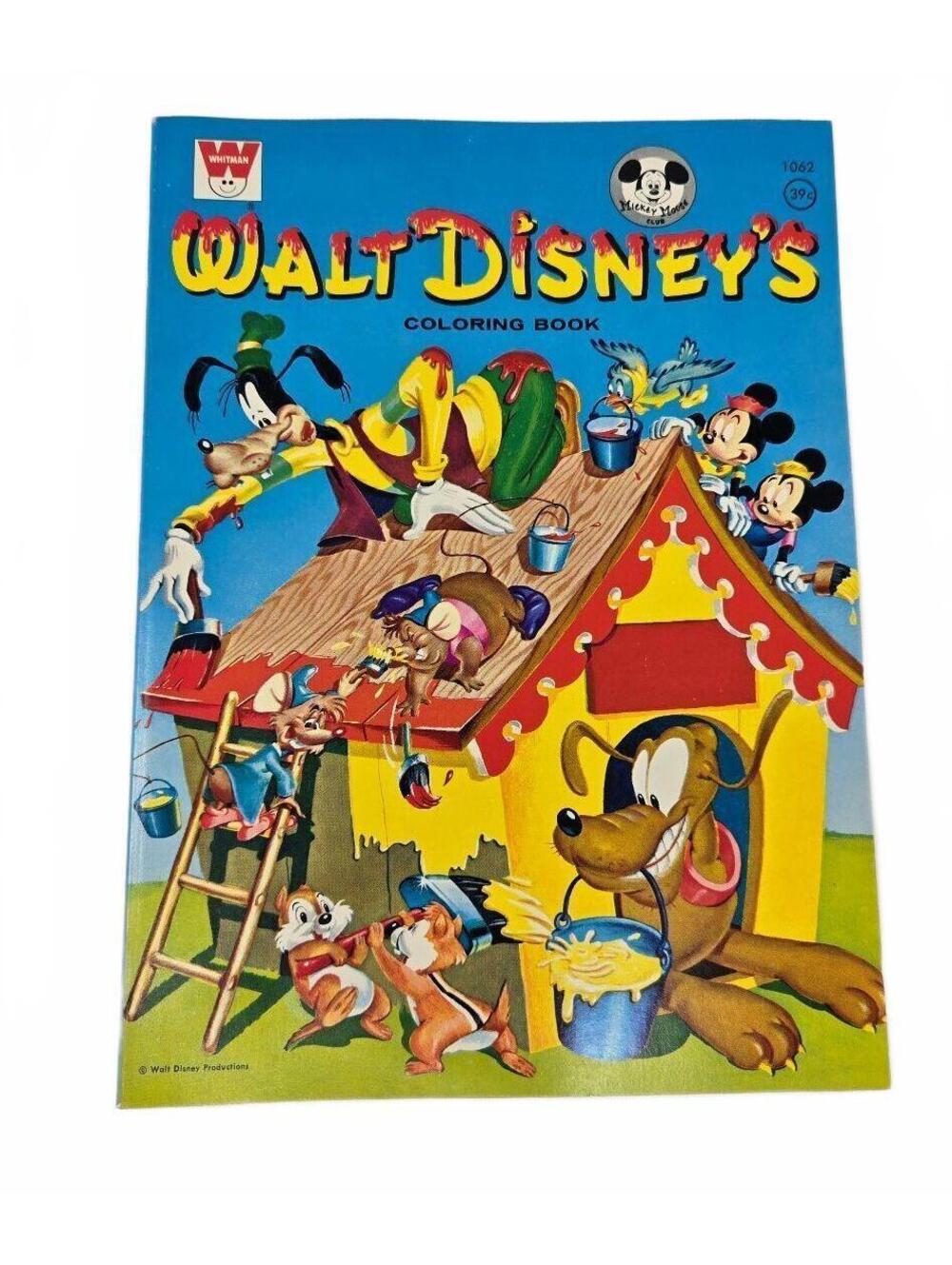 Vintage 1959 Walt Disney's Coloring Book Whitman 1062 Goofy Donald Pluto Unused